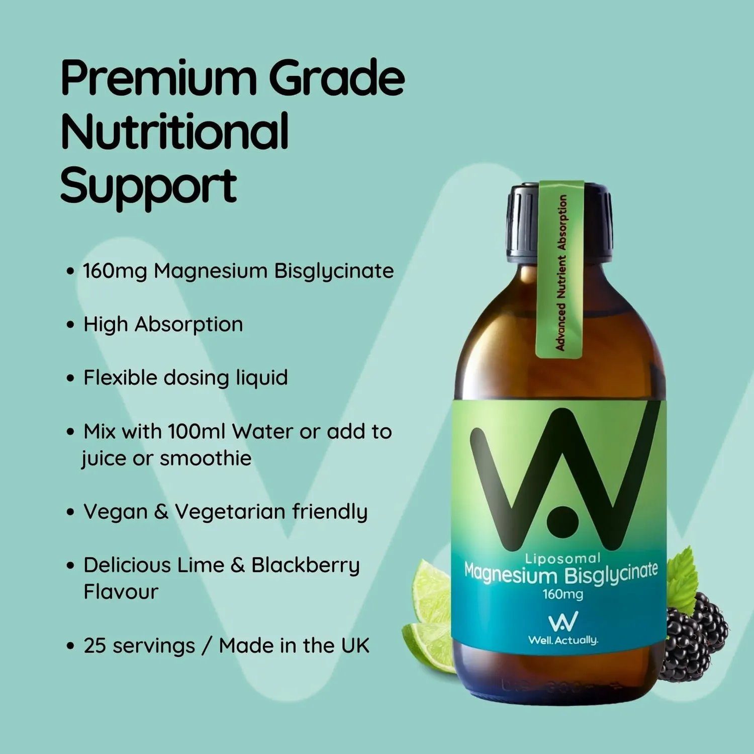 Well Actually Liposomal Magnesium Glycinate 160mg magnesium 250ml