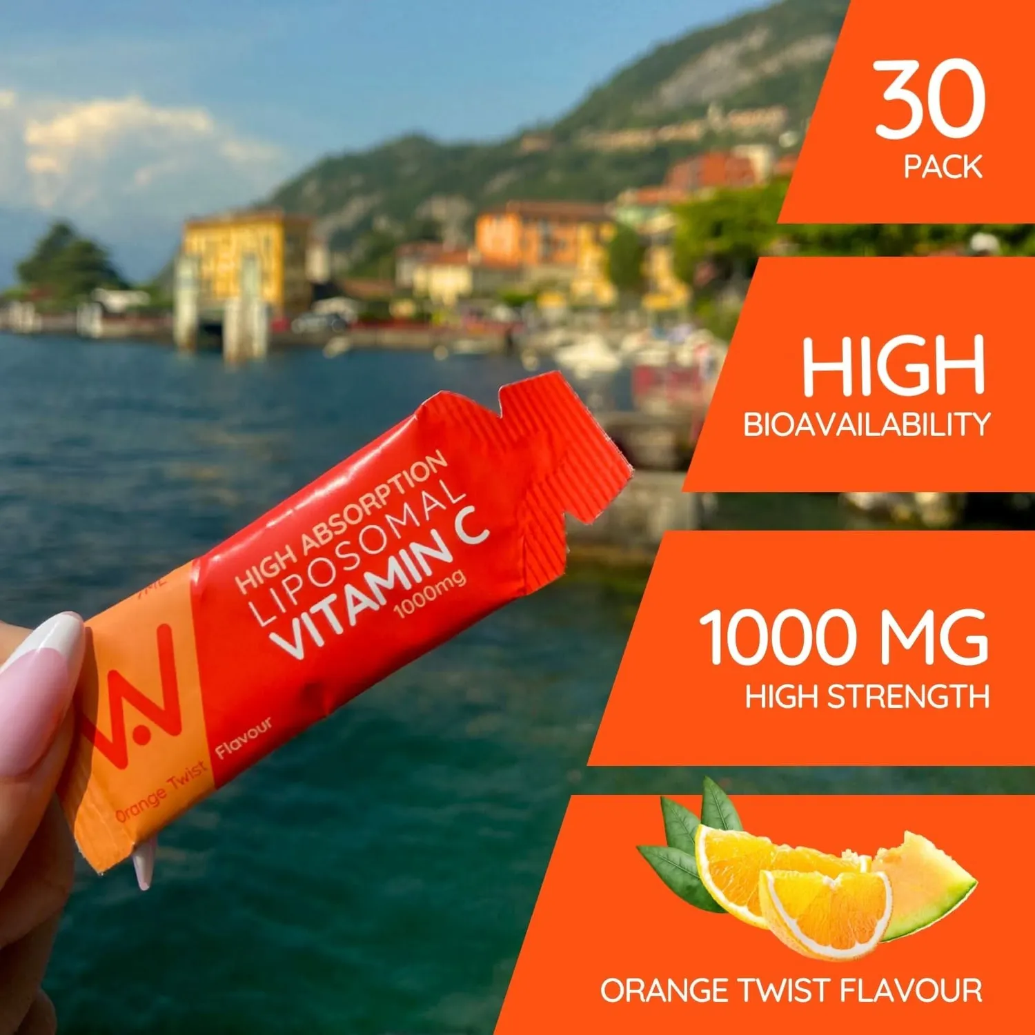 Well Actually Liposomal Vitamin C 1000 mg pulver 30 poser appelsin