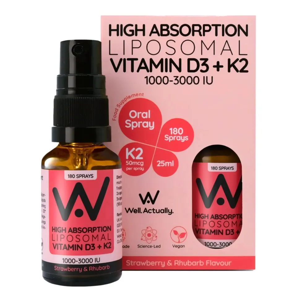 Well. Actually. Liposomal D3+K2 vitaminspray jordbær 25 ml