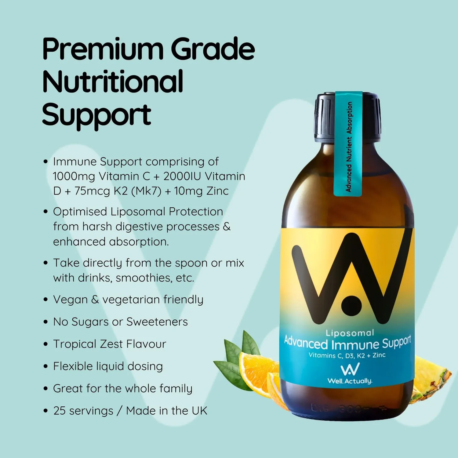 Well. Actually. Liposomal Advanced Immune Support 250 ml tropisk sink
