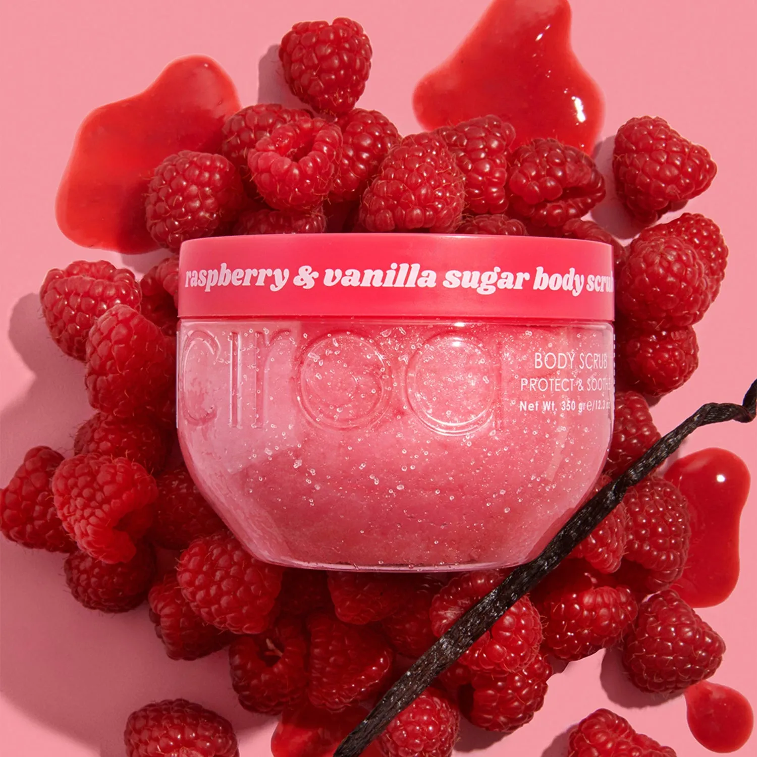 Ciroa Raspberry Vanilla kroppsskrubb 350g bringebær vanilje