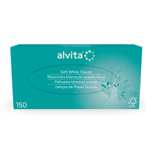 Alvita lommetørkle 2-lags 150 stk hvit