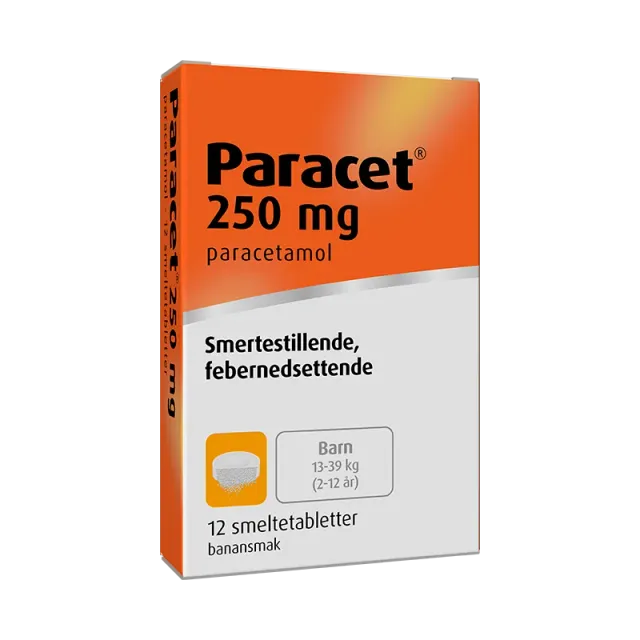 Paracetduo 250 mg smeltetablett barn 2-12 år smertelindrende
