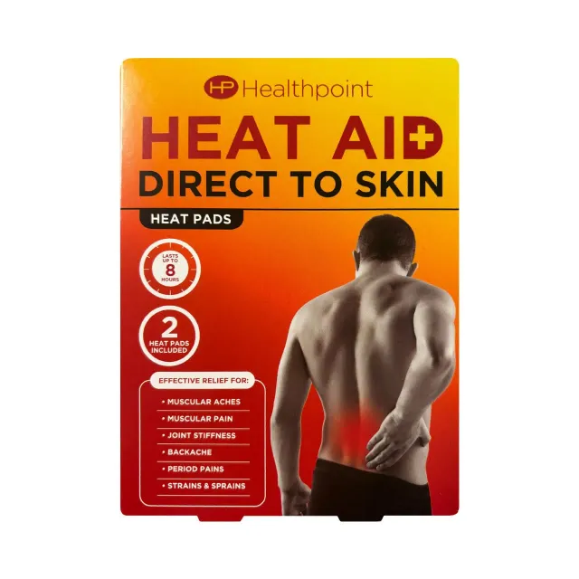 Healthpoint Heat Aid varmepute 2 stk direkte på hud