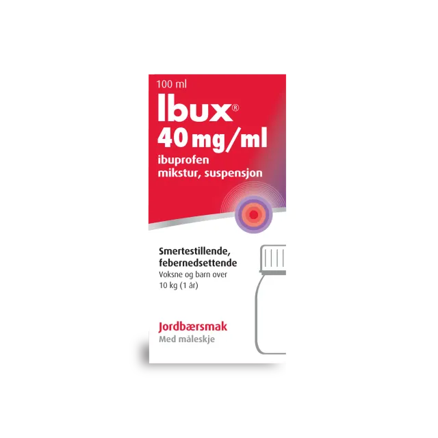 Ibux 40 mg/ml mikstur jordbærsmak barn