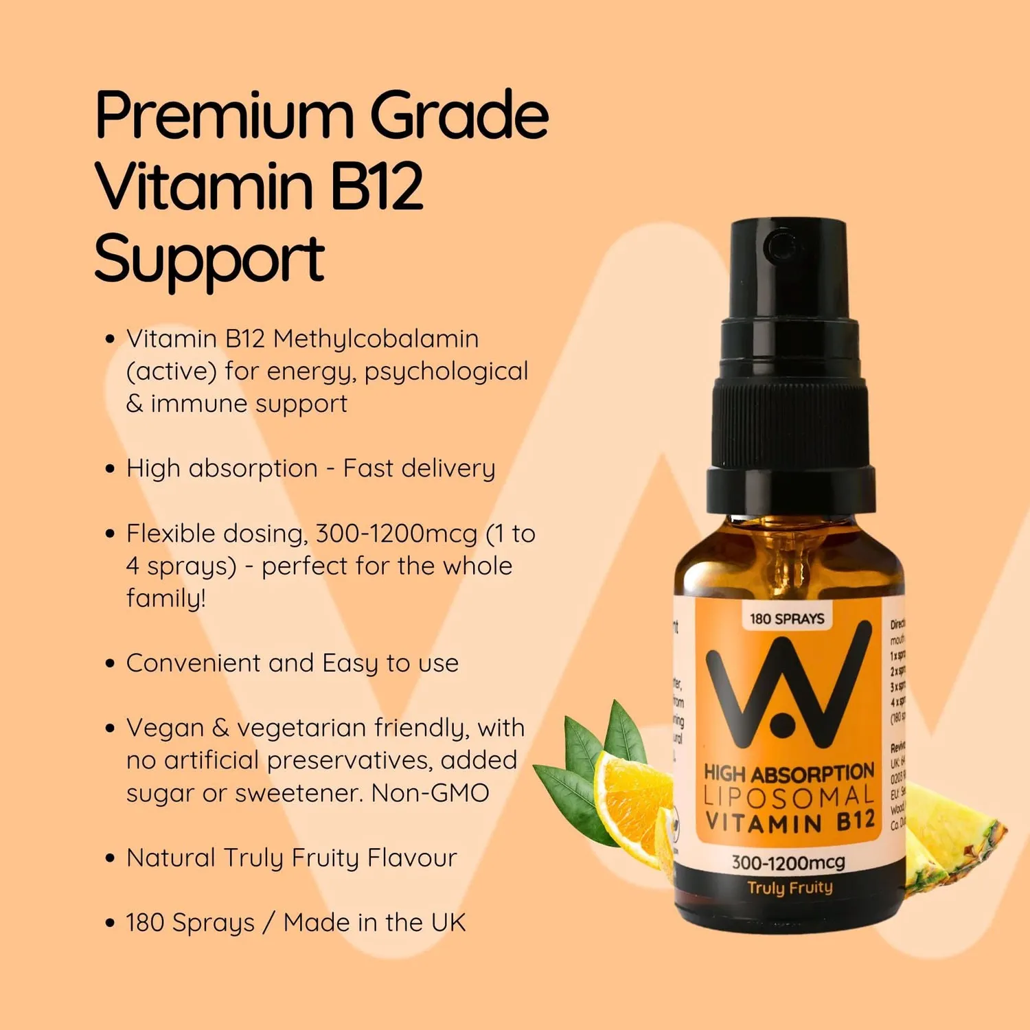 Well. Actually. Liposomal Vitamin B12 300-1200mcg spray 25ml frukt