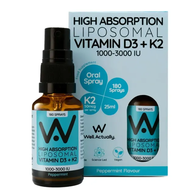 Well. Actually. Liposomal Vitamin D3+K2 spray 1000-3000IU 25 ml
