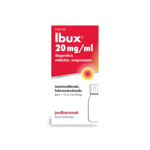 Ibux 20 mg/ml mikstur jordbærsmak barn