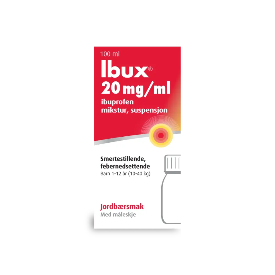 Ibux 20 mg/ml mikstur jordbærsmak barn