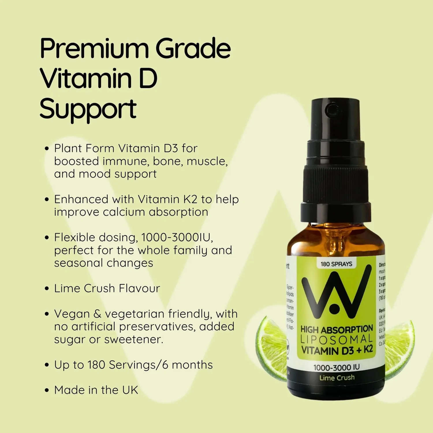 Well Actually Liposomal Vitamin D3+K2 spray 25ml lime