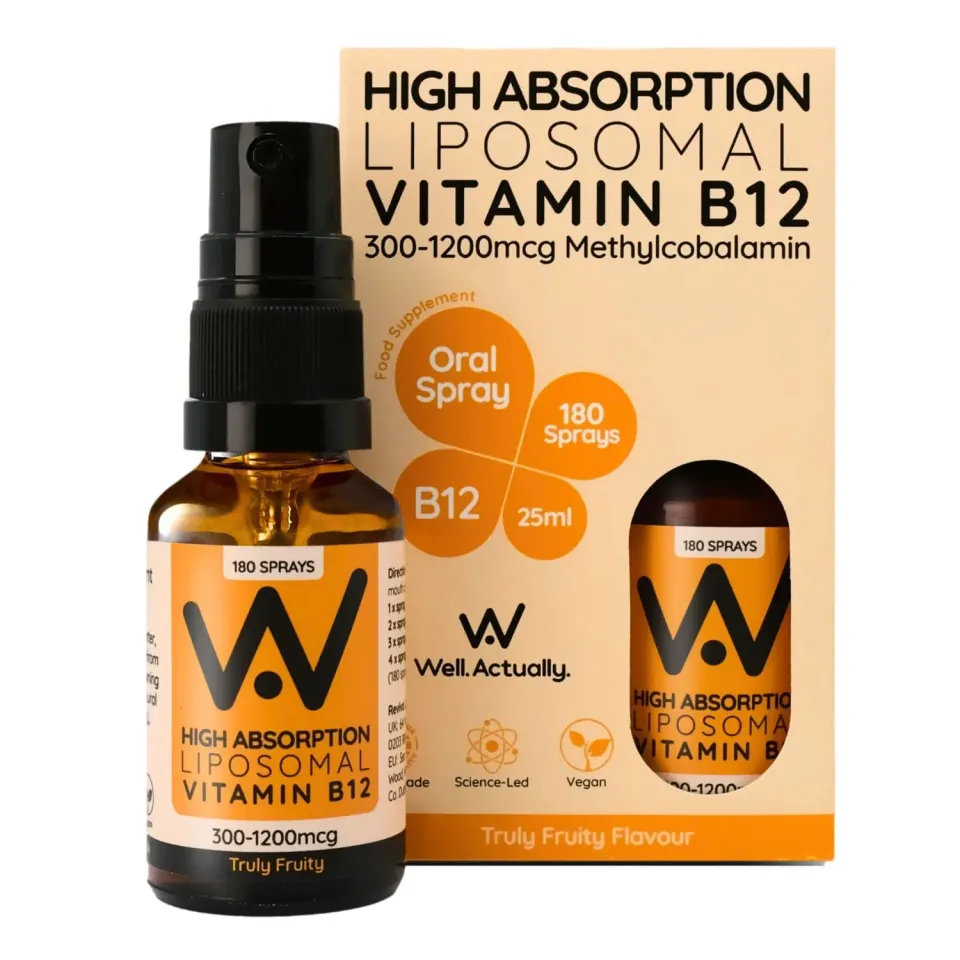 Well. Actually. Liposomal Vitamin B12 300-1200mcg spray 25ml frukt