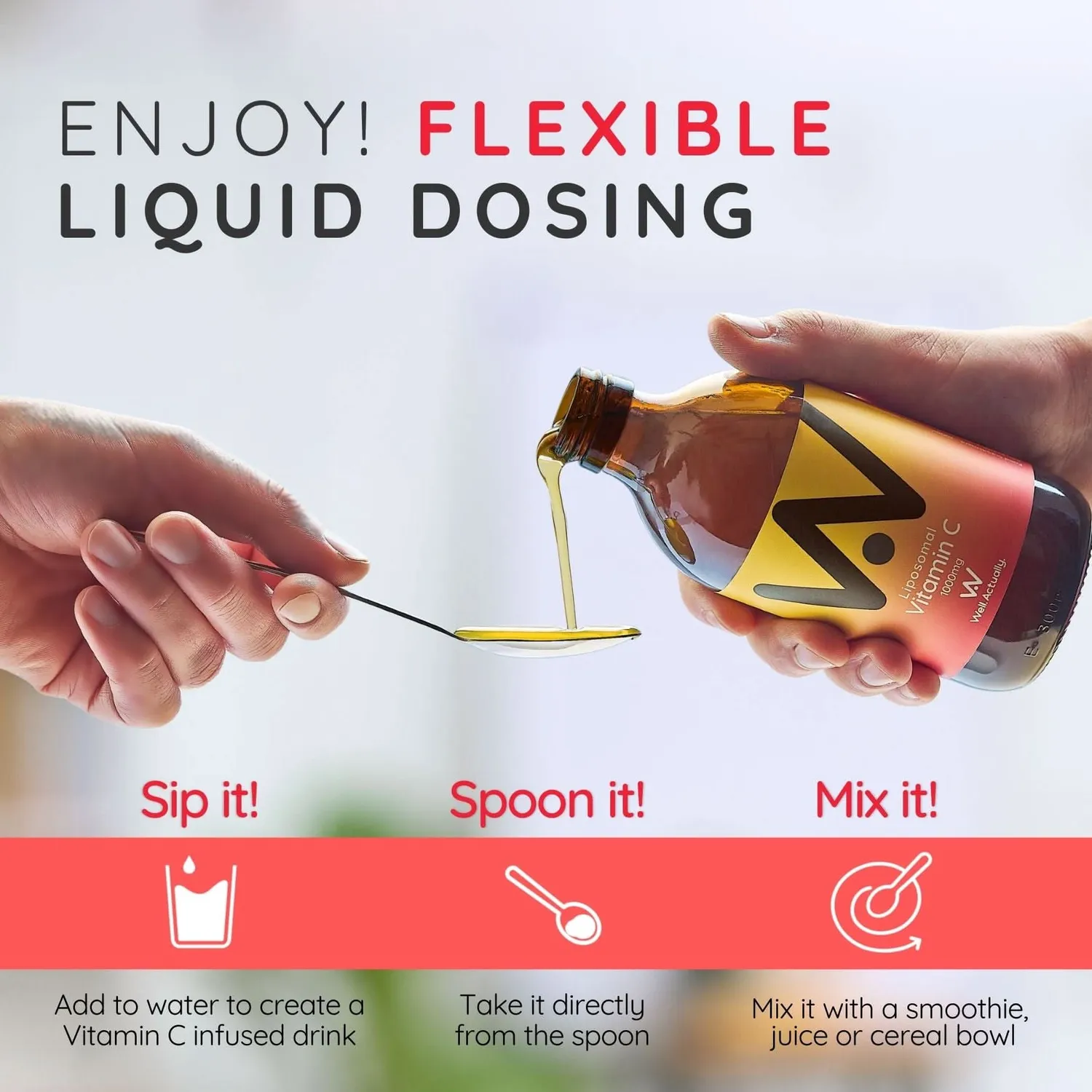 Well Actually Liposomal vitamin C 250ml jordbær litchi