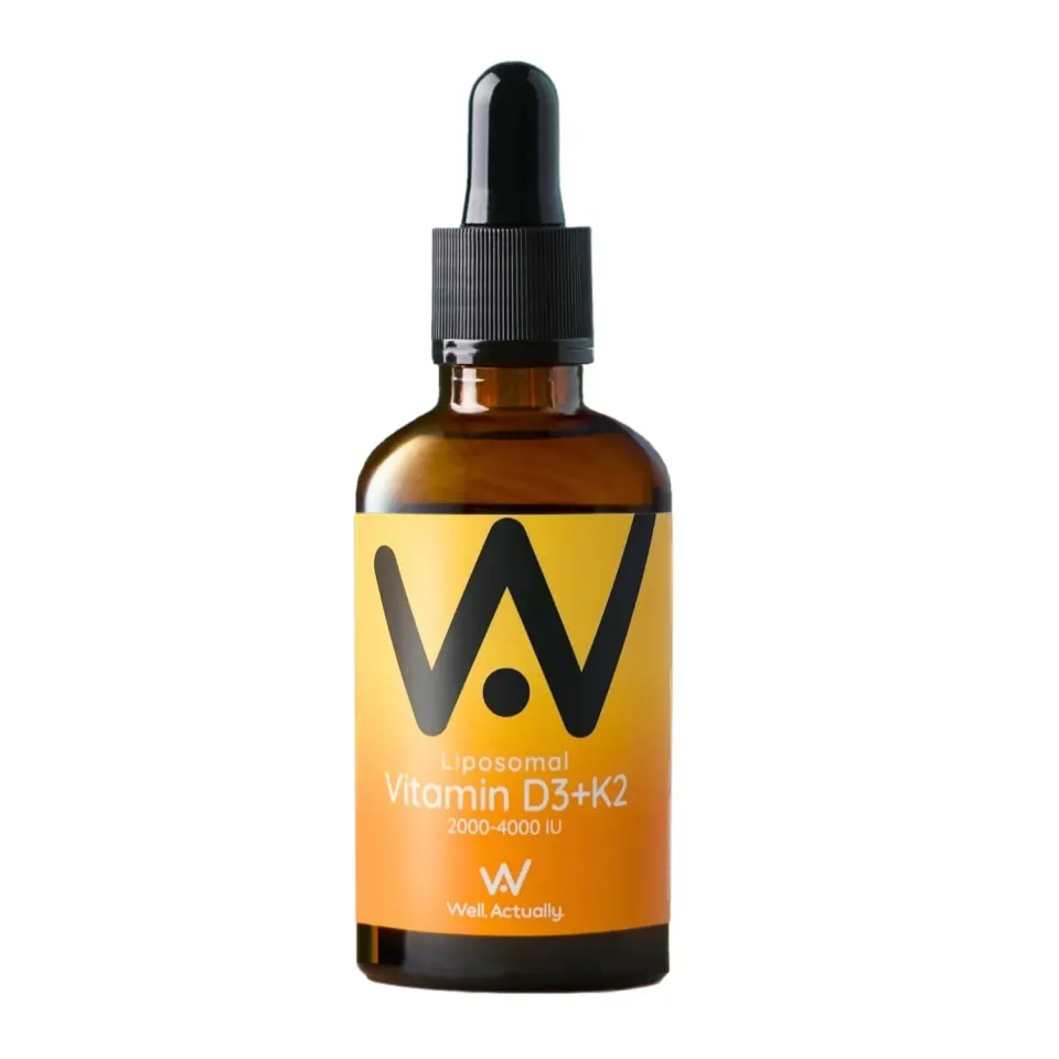 Well Actually Liposomal D3+K2 vitamintilskudd appelsin mango 60 ml