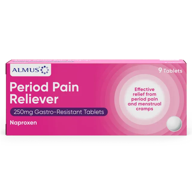 Almus Period Pain Reliever 250mg tabletter 9 stk naproxen
