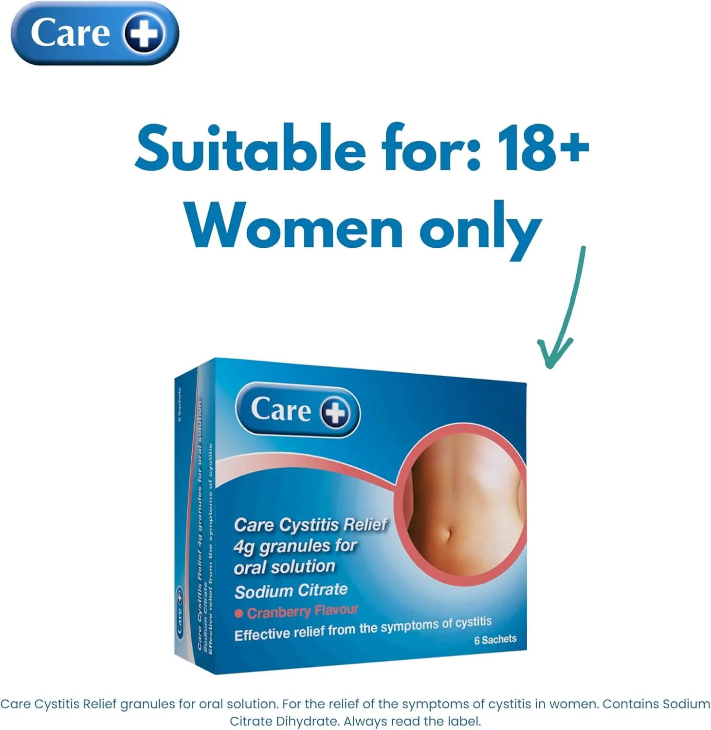 Care+ Cystitis Relief miksturpulver 6 poser blærekatarr
