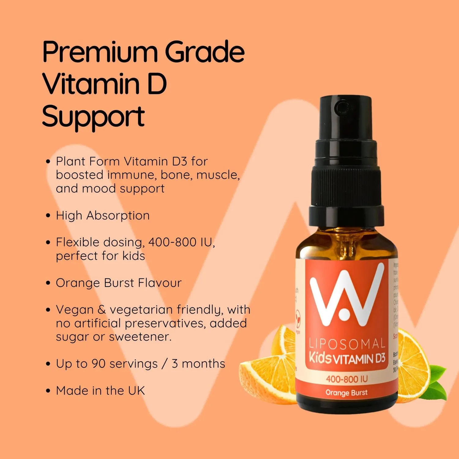 Well Actually Kids Liposomal Vitamin D3 spray 15 ml appelsin