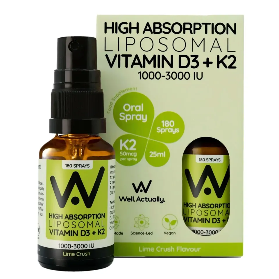 Well Actually Liposomal Vitamin D3+K2 spray 25ml lime