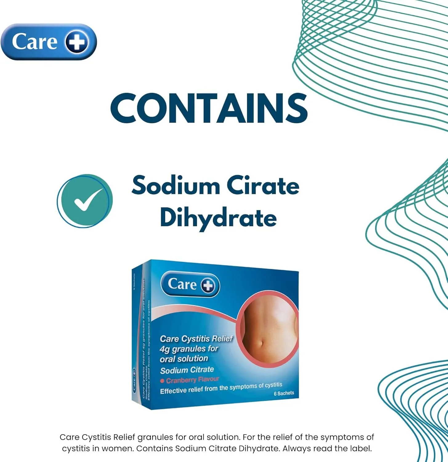 Care+ Cystitis Relief miksturpulver 6 poser blærekatarr
