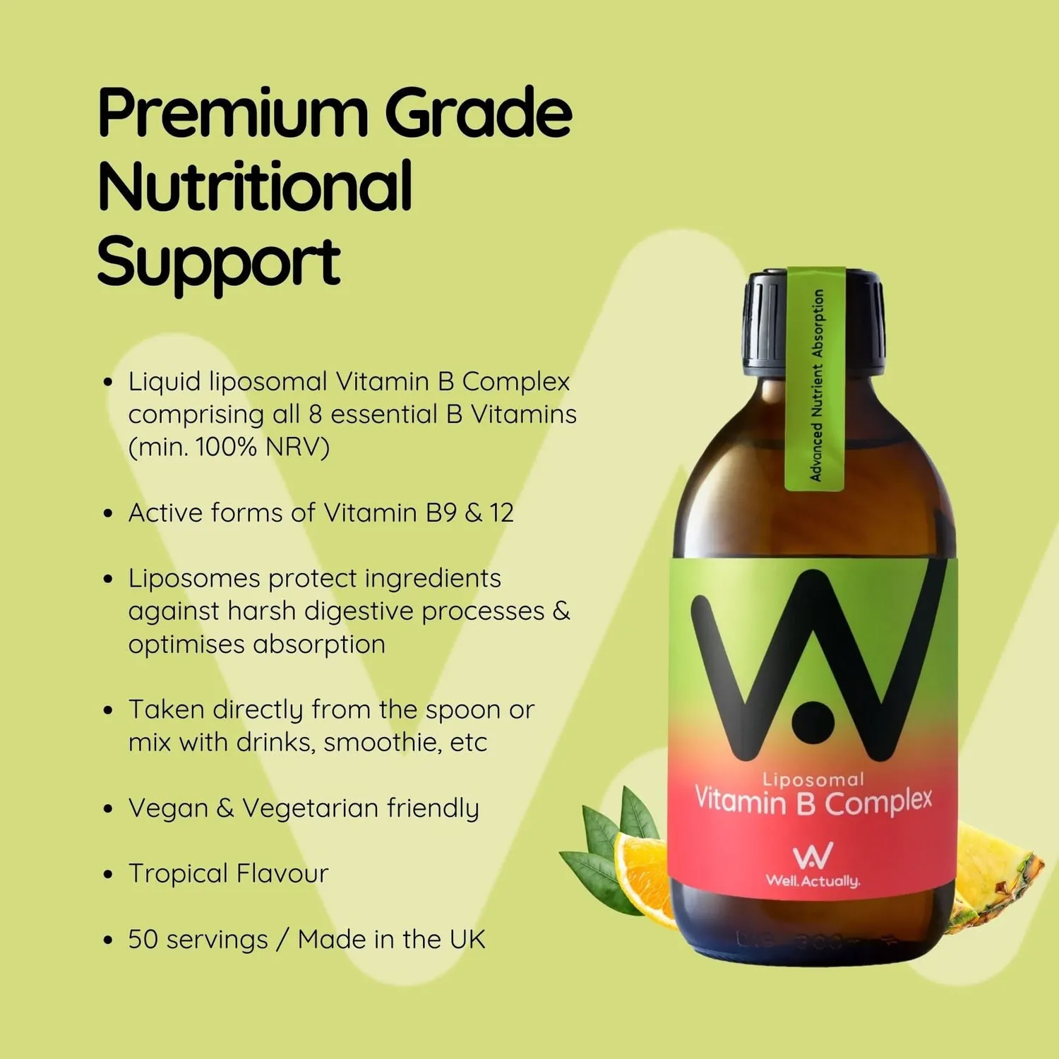 Well Actually Liposomal Vitamin B Complex vitamintilskudd tropisk 250 ml