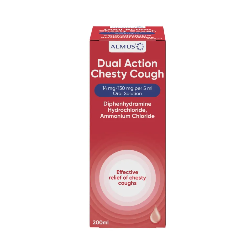 Almus Dual Action slimhostesaft 200ml 14mg/5ml