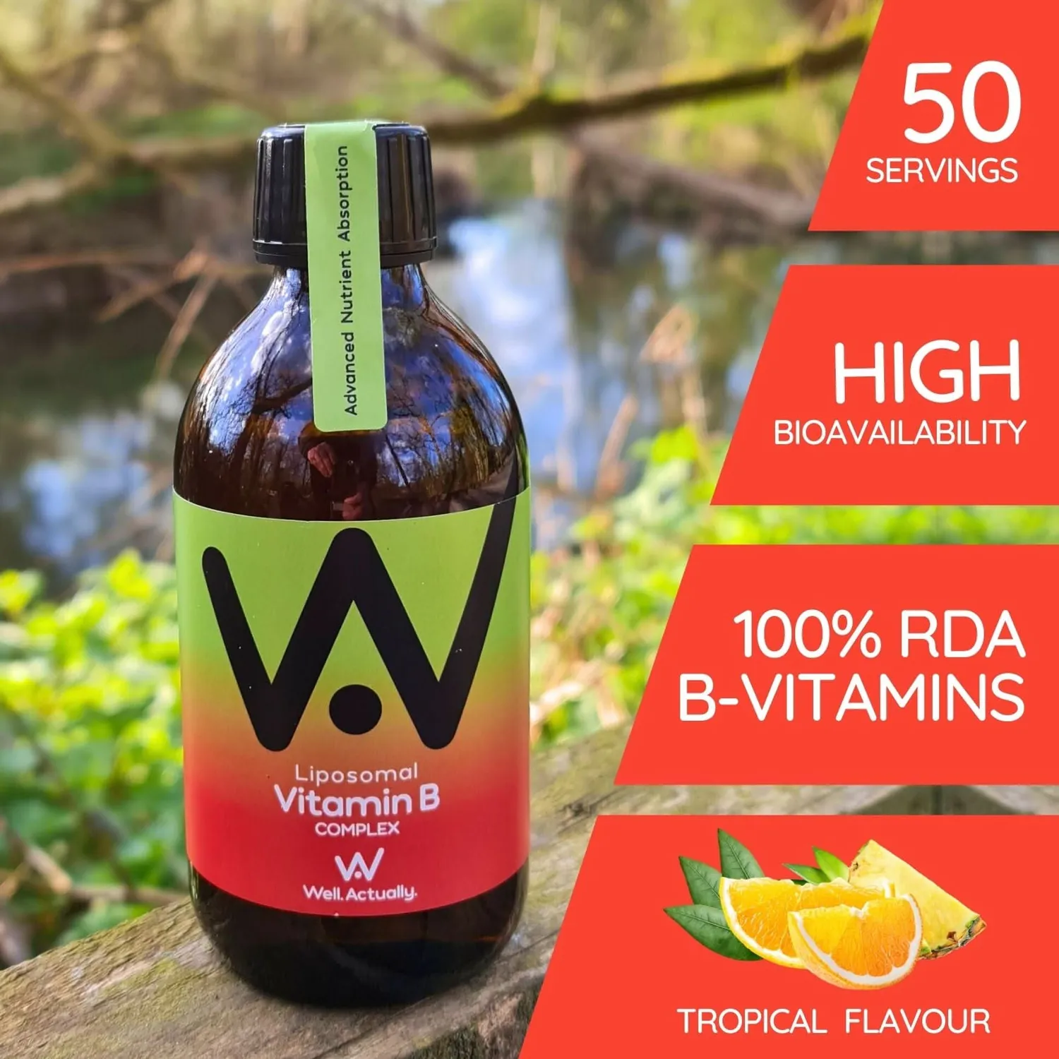 Well Actually Liposomal Vitamin B Complex vitamintilskudd tropisk 250 ml