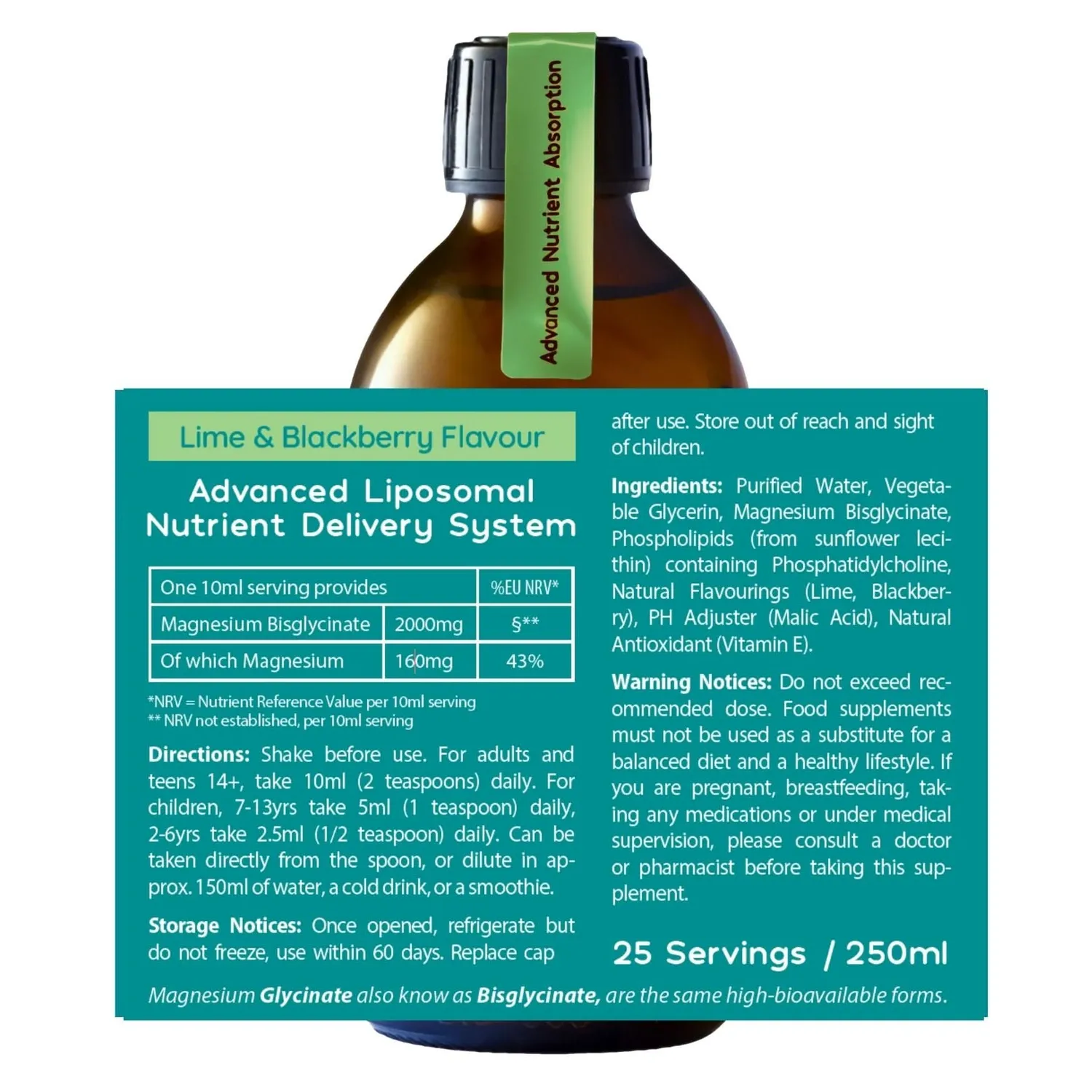 Well Actually Liposomal Magnesium Glycinate 160mg magnesium 250ml